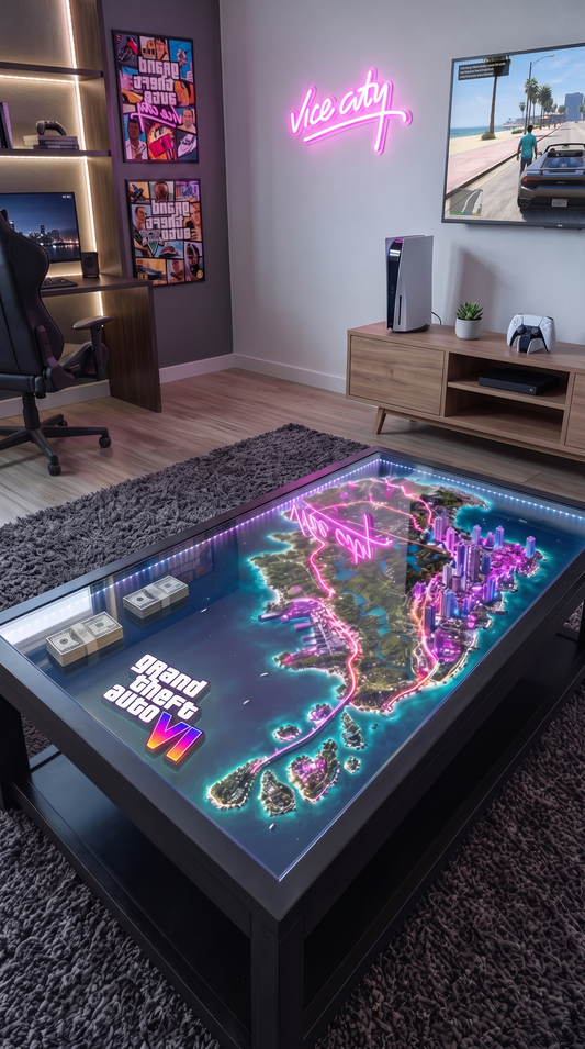 ViceCityBaby! - Neon Map LED Coffee Table